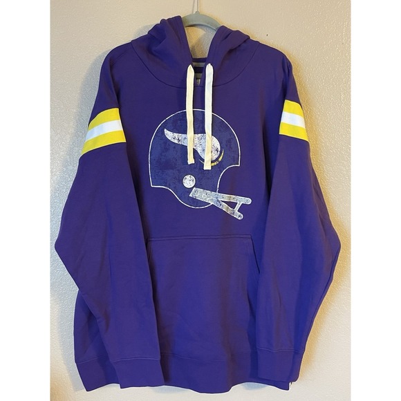 Men's 3XL NWOT Minnesota Vikings Fanatics Pro Line Vintage‎ Helmet Logo Hoodie